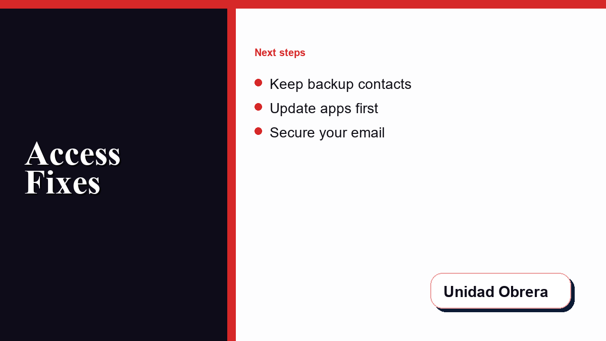 A worker safety workshop showing official help channels and backup communication options