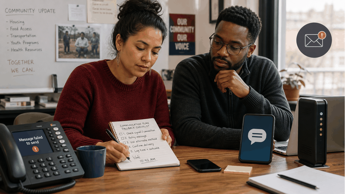 unidad-obrera-featured Community organizers documenting a failed-message troubleshooting check